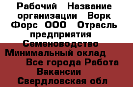 Рабочий › Название организации ­ Ворк Форс, ООО › Отрасль предприятия ­ Семеноводство › Минимальный оклад ­ 30 000 - Все города Работа » Вакансии   . Свердловская обл.,Алапаевск г.